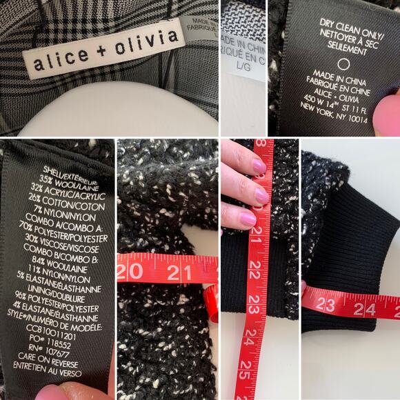 Alice + Olivia Lonnie Reversible Cropped Bomber Jacket in Plaid Size Large - Picture 11 of 11